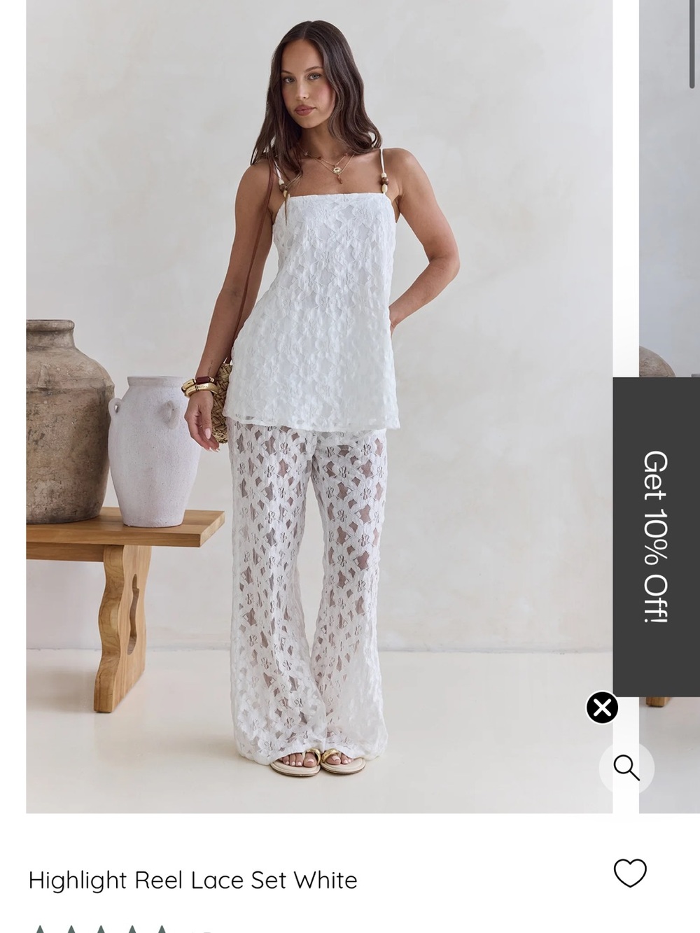Sheer White Lace Two-Piece Set – Floral Overlay Top & Pants - Fortuante one